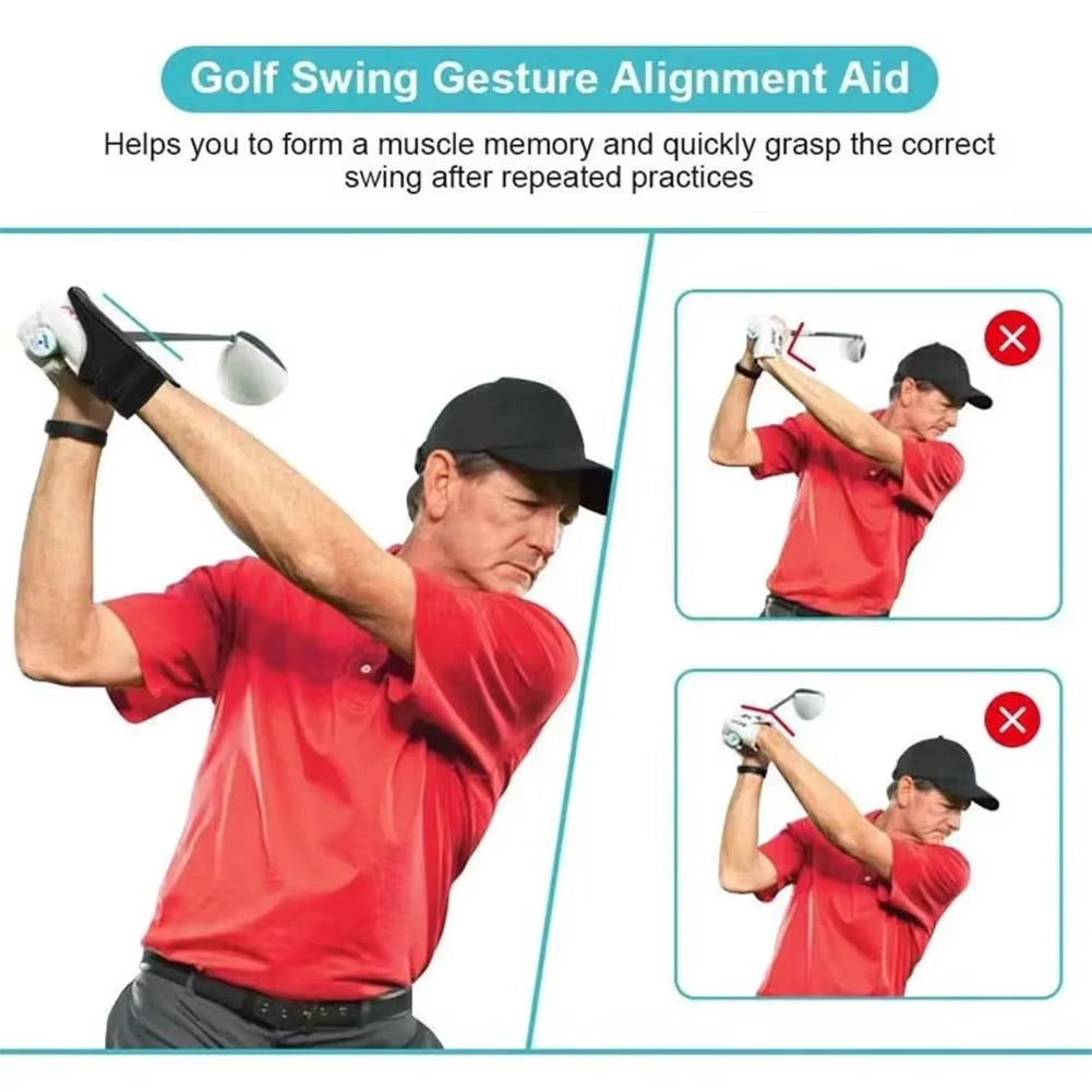 Golf Swing Aids Pro Power Band Wrist Brace Smooth and Connect-Easy Correct Training Swing Gesture Alignment Practice Tool